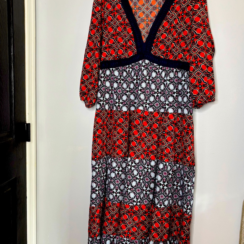 Indigo rose 2X plus size hippie BoHo cowgirl coastal  patchwork cottage dress